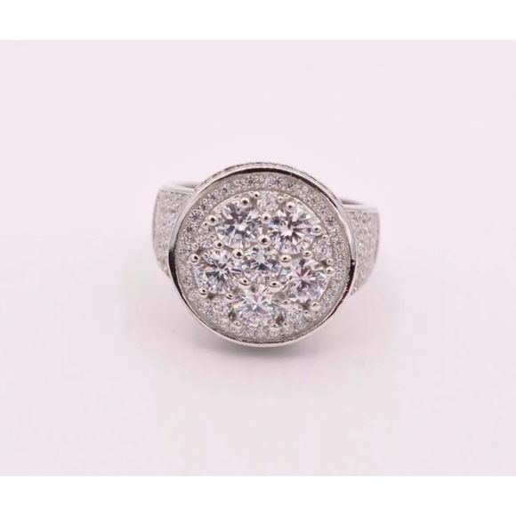 Men’s Solid Silver White Gold Diamond Ring NEW - Picture 3 of 5